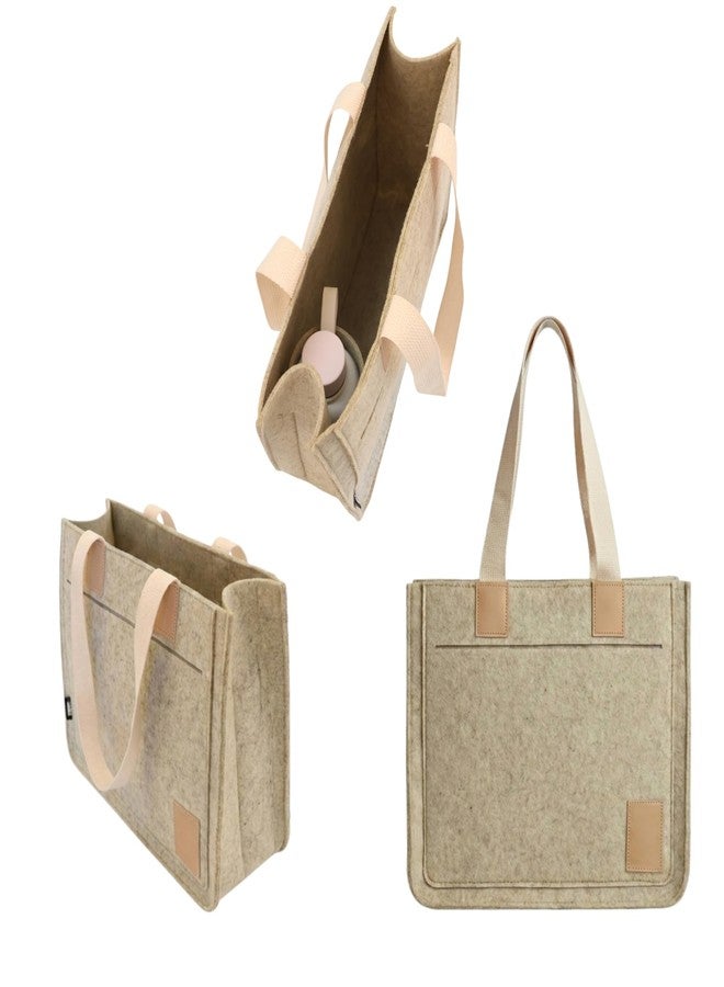 LASER ART Premium Felt Handbag for Women, Large Tote Bag with Inner Bottle Pocket, Eco-Friendly Felt Shoulder Bag (35×12×30cm) - Image 1